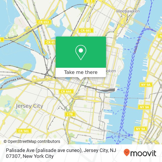 Mapa de Palisade Ave (palisade ave cuneo), Jersey City, NJ 07307
