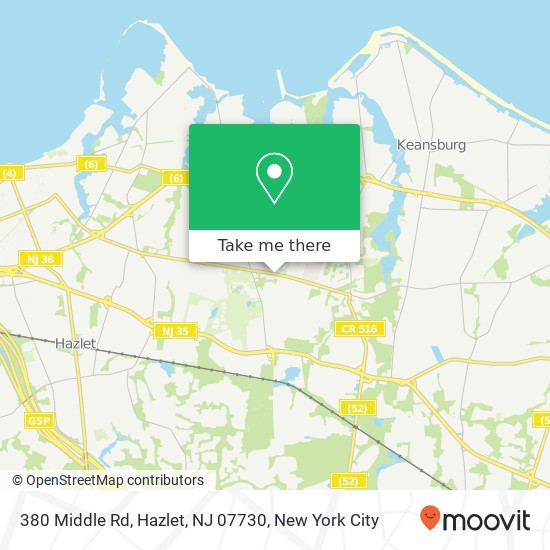 Mapa de 380 Middle Rd, Hazlet, NJ 07730
