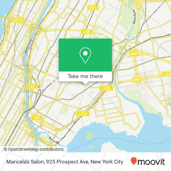 Mapa de Maricela's Salon, 925 Prospect Ave