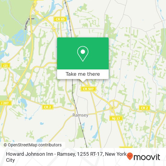 Mapa de Howard Johnson Inn - Ramsey, 1255 RT-17
