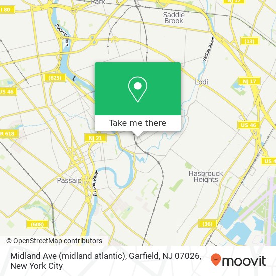 Mapa de Midland Ave (midland atlantic), Garfield, NJ 07026