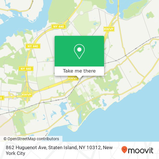 Mapa de 862 Huguenot Ave, Staten Island, NY 10312