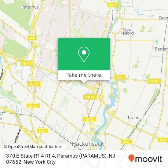 Mapa de 370,E State RT 4 RT-4, Paramus (PARAMUS), NJ 07652