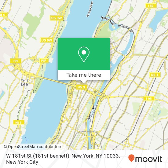 Mapa de W 181st St (181st bennett), New York, NY 10033