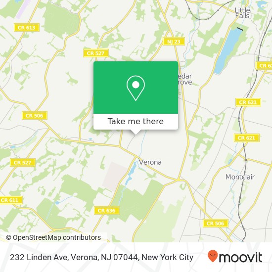Mapa de 232 Linden Ave, Verona, NJ 07044