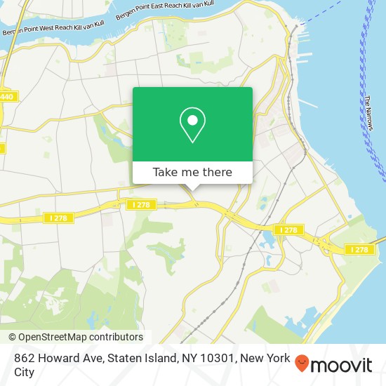 Mapa de 862 Howard Ave, Staten Island, NY 10301