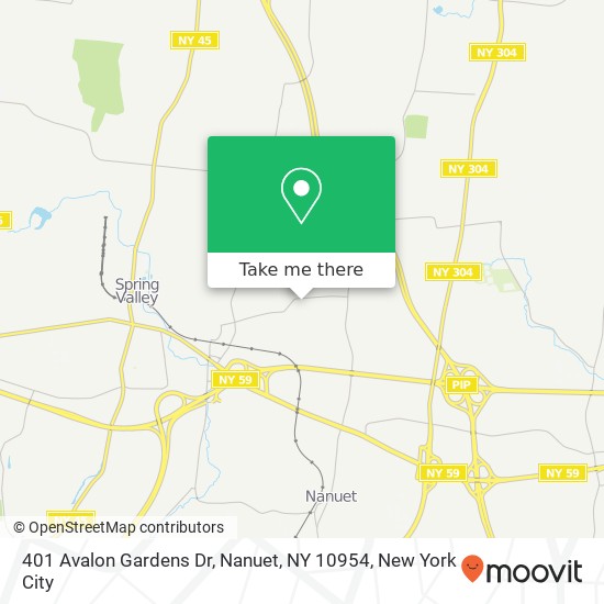 Mapa de 401 Avalon Gardens Dr, Nanuet, NY 10954