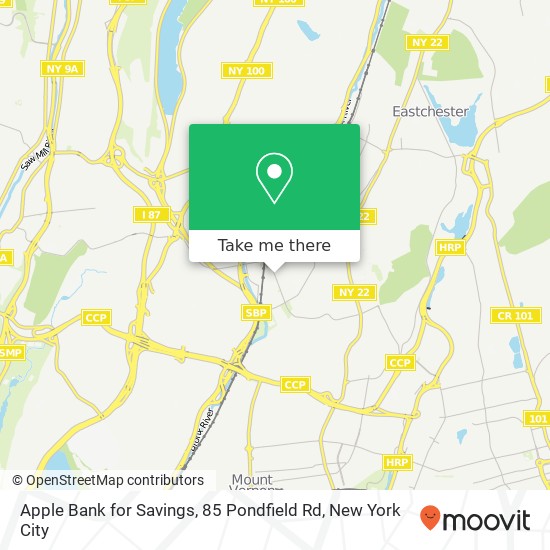 Mapa de Apple Bank for Savings, 85 Pondfield Rd