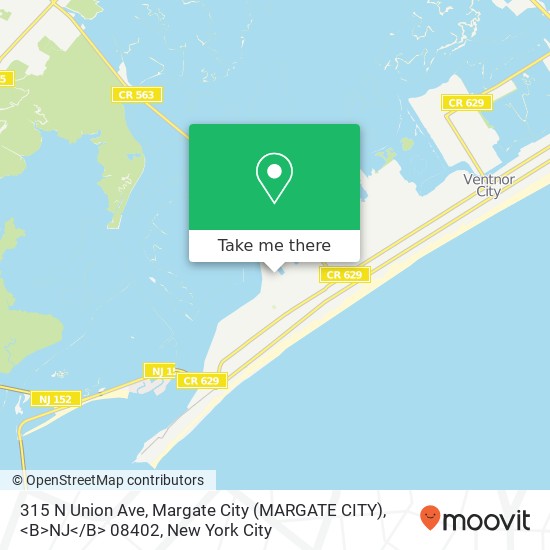 Mapa de 315 N Union Ave, Margate City (MARGATE CITY), <B>NJ< / B> 08402