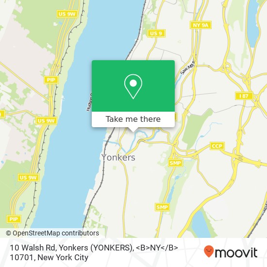 10 Walsh Rd, Yonkers (YONKERS), <B>NY< / B> 10701 map