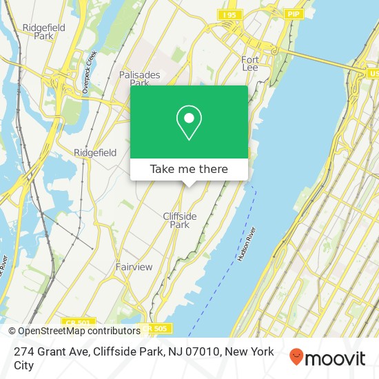 Mapa de 274 Grant Ave, Cliffside Park, NJ 07010