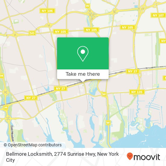 Mapa de Bellmore Locksmith, 2774 Sunrise Hwy