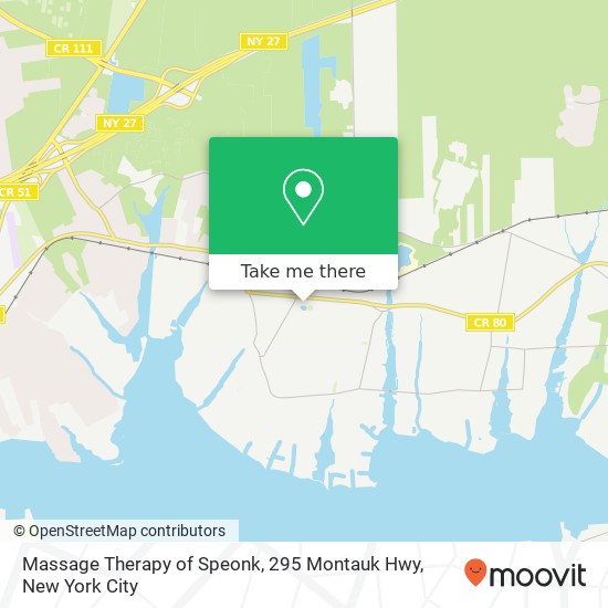 Mapa de Massage Therapy of Speonk, 295 Montauk Hwy