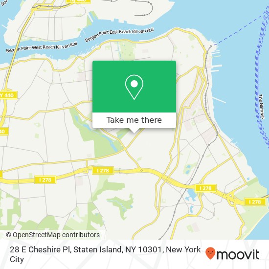 Mapa de 28 E Cheshire Pl, Staten Island, NY 10301