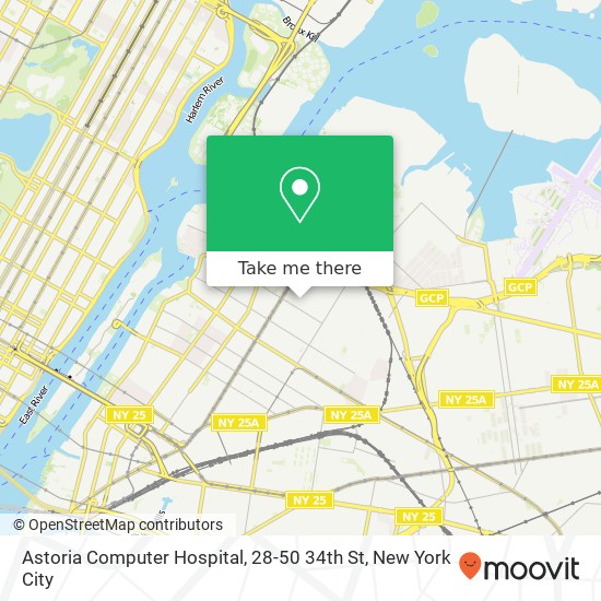 Mapa de Astoria Computer Hospital, 28-50 34th St