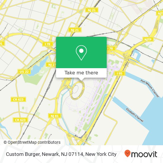 Mapa de Custom Burger, Newark, NJ 07114