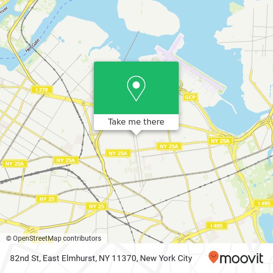 Mapa de 82nd St, East Elmhurst, NY 11370