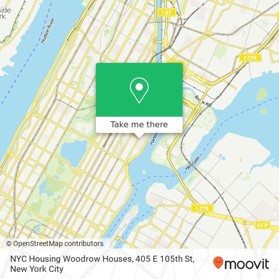 NYC Housing Woodrow Houses, 405 E 105th St map