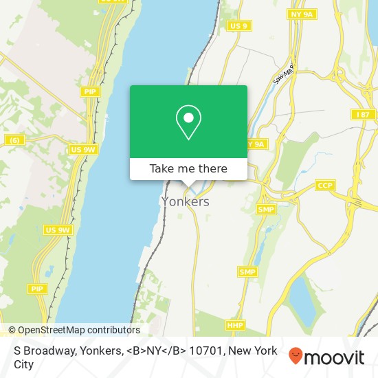 S Broadway, Yonkers, <B>NY< / B> 10701 map