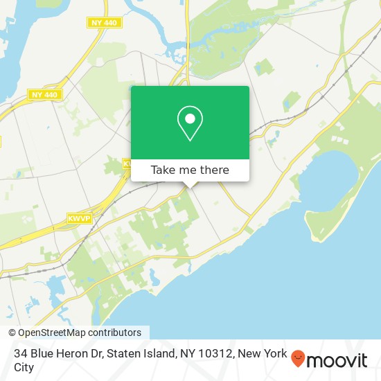 Mapa de 34 Blue Heron Dr, Staten Island, NY 10312