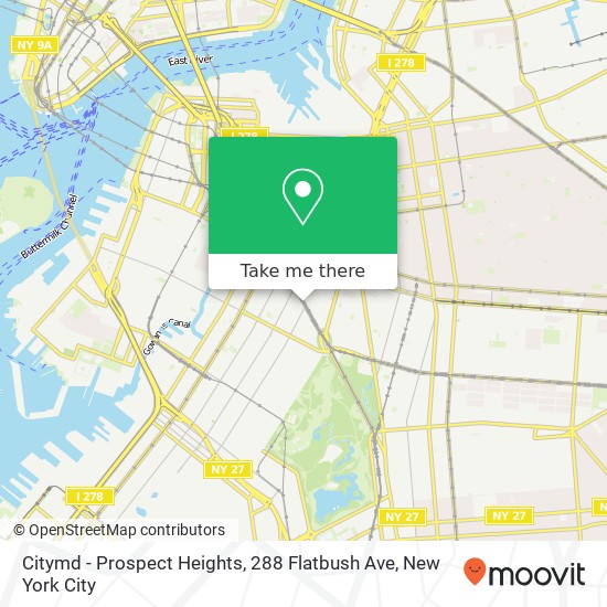 Mapa de Citymd - Prospect Heights, 288 Flatbush Ave