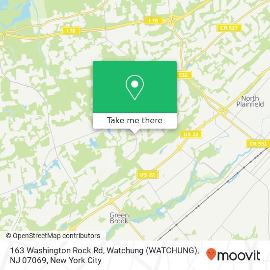 163 Washington Rock Rd, Watchung (WATCHUNG), NJ 07069 map