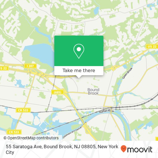 Mapa de 55 Saratoga Ave, Bound Brook, NJ 08805