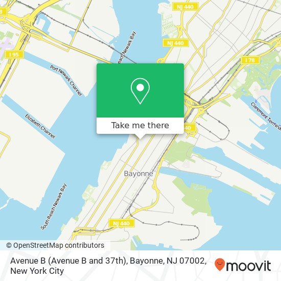 Mapa de Avenue B (Avenue B and 37th), Bayonne, NJ 07002