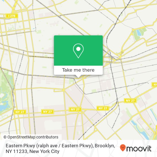 Eastern Pkwy (ralph ave / Eastern Pkwy), Brooklyn, NY 11233 map