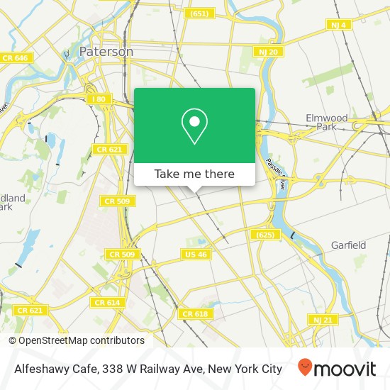 Mapa de Alfeshawy Cafe, 338 W Railway Ave