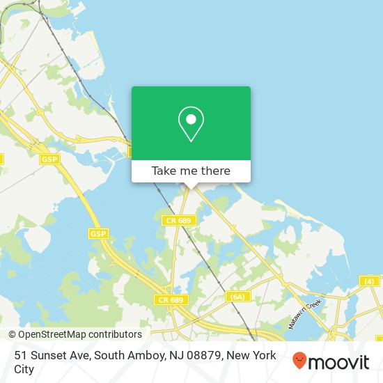 Mapa de 51 Sunset Ave, South Amboy, NJ 08879