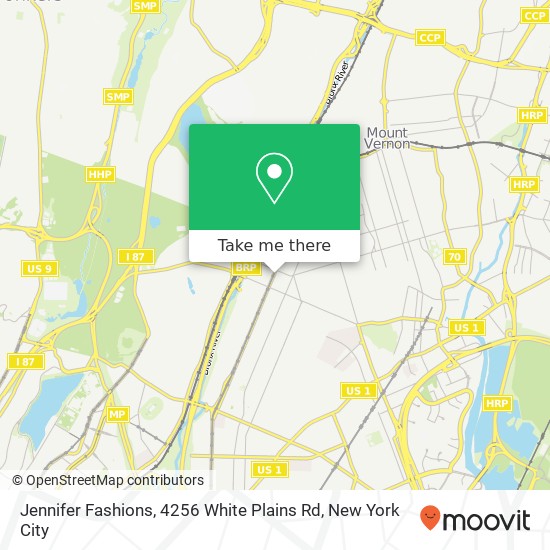 Mapa de Jennifer Fashions, 4256 White Plains Rd