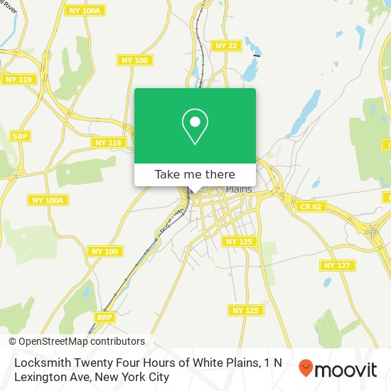 Mapa de Locksmith Twenty Four Hours of White Plains, 1 N Lexington Ave