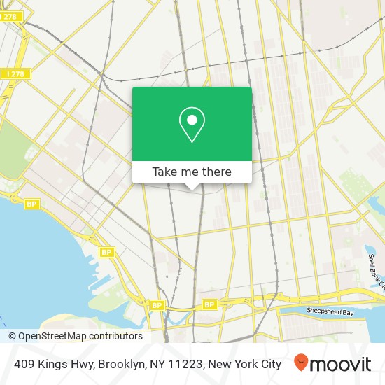 Mapa de 409 Kings Hwy, Brooklyn, NY 11223