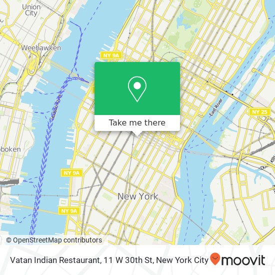 Mapa de Vatan Indian Restaurant, 11 W 30th St