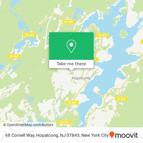 Mapa de 68 Cornell Way, Hopatcong, NJ 07843