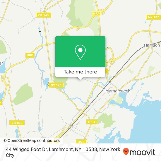 Mapa de 44 Winged Foot Dr, Larchmont, NY 10538
