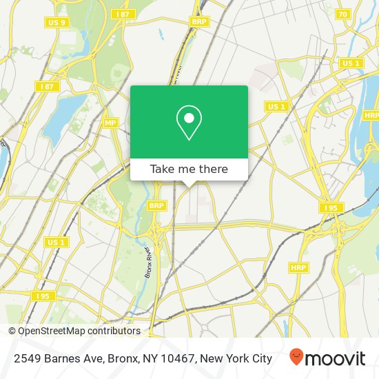 Mapa de 2549 Barnes Ave, Bronx, NY 10467