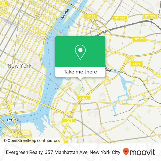 Mapa de Evergreen Realty, 657 Manhattan Ave