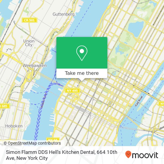 Mapa de Simon Flamm DDS Hell's Kitchen Dental, 664 10th Ave