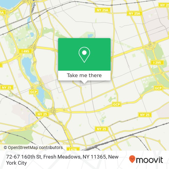 Mapa de 72-67 160th St, Fresh Meadows, NY 11365
