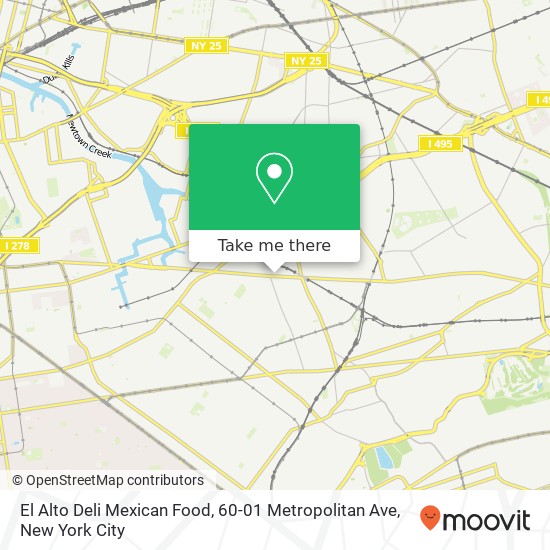 Mapa de El Alto Deli Mexican Food, 60-01 Metropolitan Ave