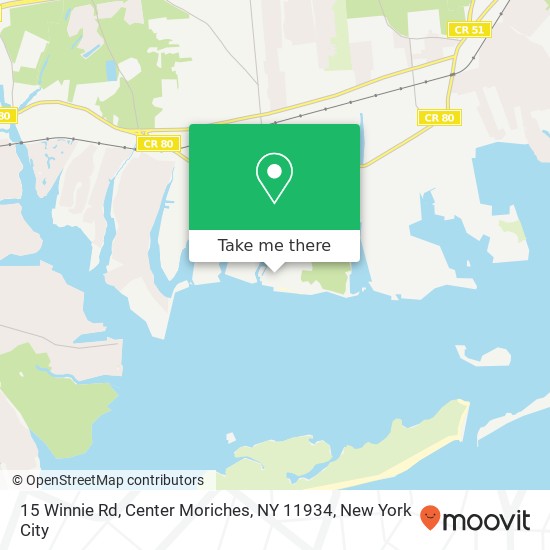 Mapa de 15 Winnie Rd, Center Moriches, NY 11934