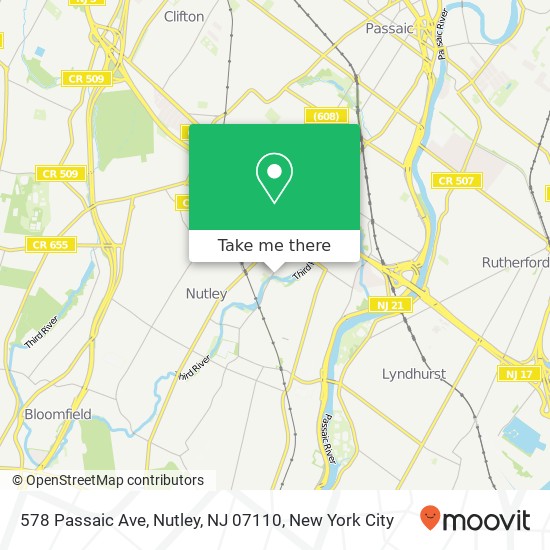 Mapa de 578 Passaic Ave, Nutley, NJ 07110