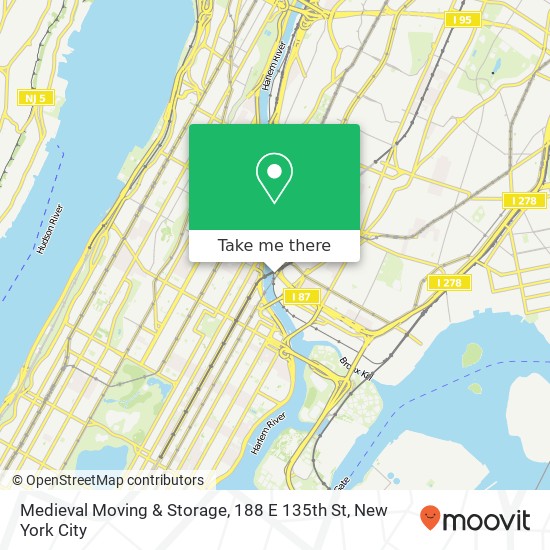 Mapa de Medieval Moving & Storage, 188 E 135th St