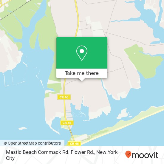 Mastic Beach Commack Rd. Flower Rd. map