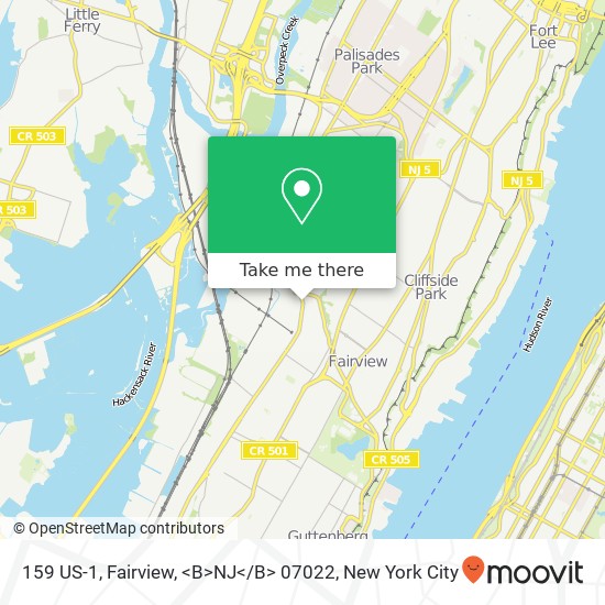 Mapa de 159 US-1, Fairview, <B>NJ< / B> 07022