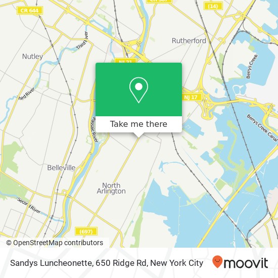 Mapa de Sandys Luncheonette, 650 Ridge Rd
