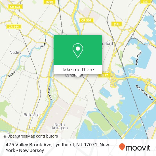 Mapa de 475 Valley Brook Ave, Lyndhurst, NJ 07071