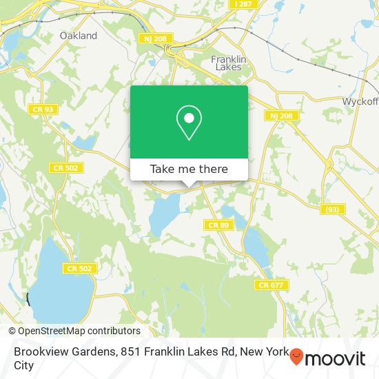 Mapa de Brookview Gardens, 851 Franklin Lakes Rd